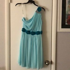 Aqua hand altered bridesmaids dress